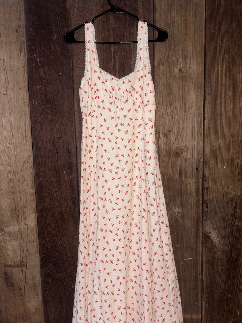 Peppermayo Cream Maxi Dress with Red floral print